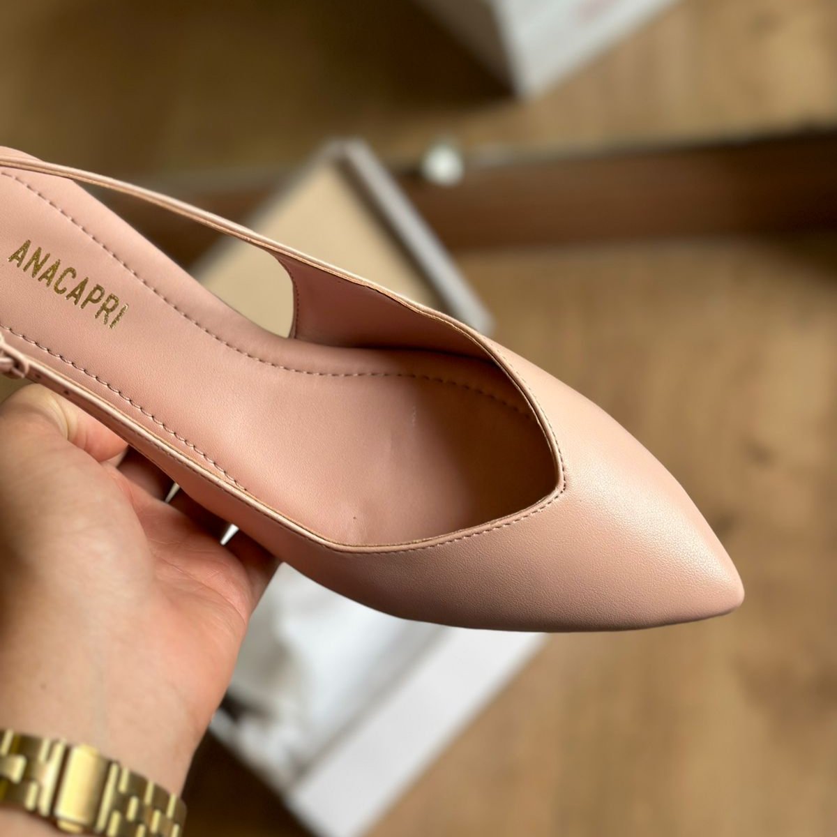 Sapatilha Ana Capri Slingback Salto Bloco Corte Triangular C305700015
