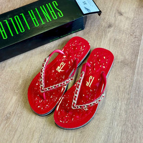 Sandália Santa Lolla Flip Flop Corrente Dourada 0106.0D67