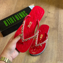 Sandália Santa Lolla Flip Flop Corrente Dourada 0106.0D67